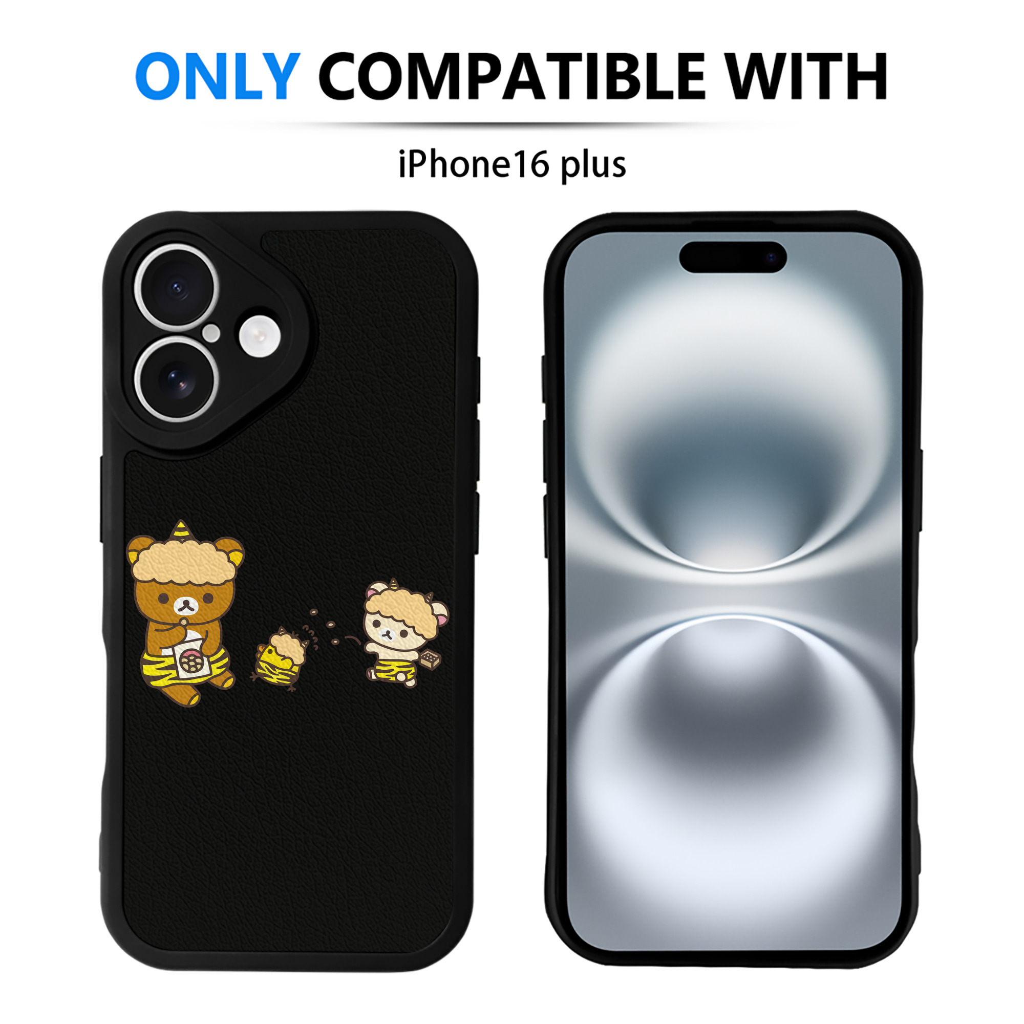 （画像用） リラックマ リラックマ キイロイトリ Rilakkuma Korilakkuma Kiiroitori 【iPhone 16シリーズ対応】シリコンスマホケース（レザー調） 材質：シリコン